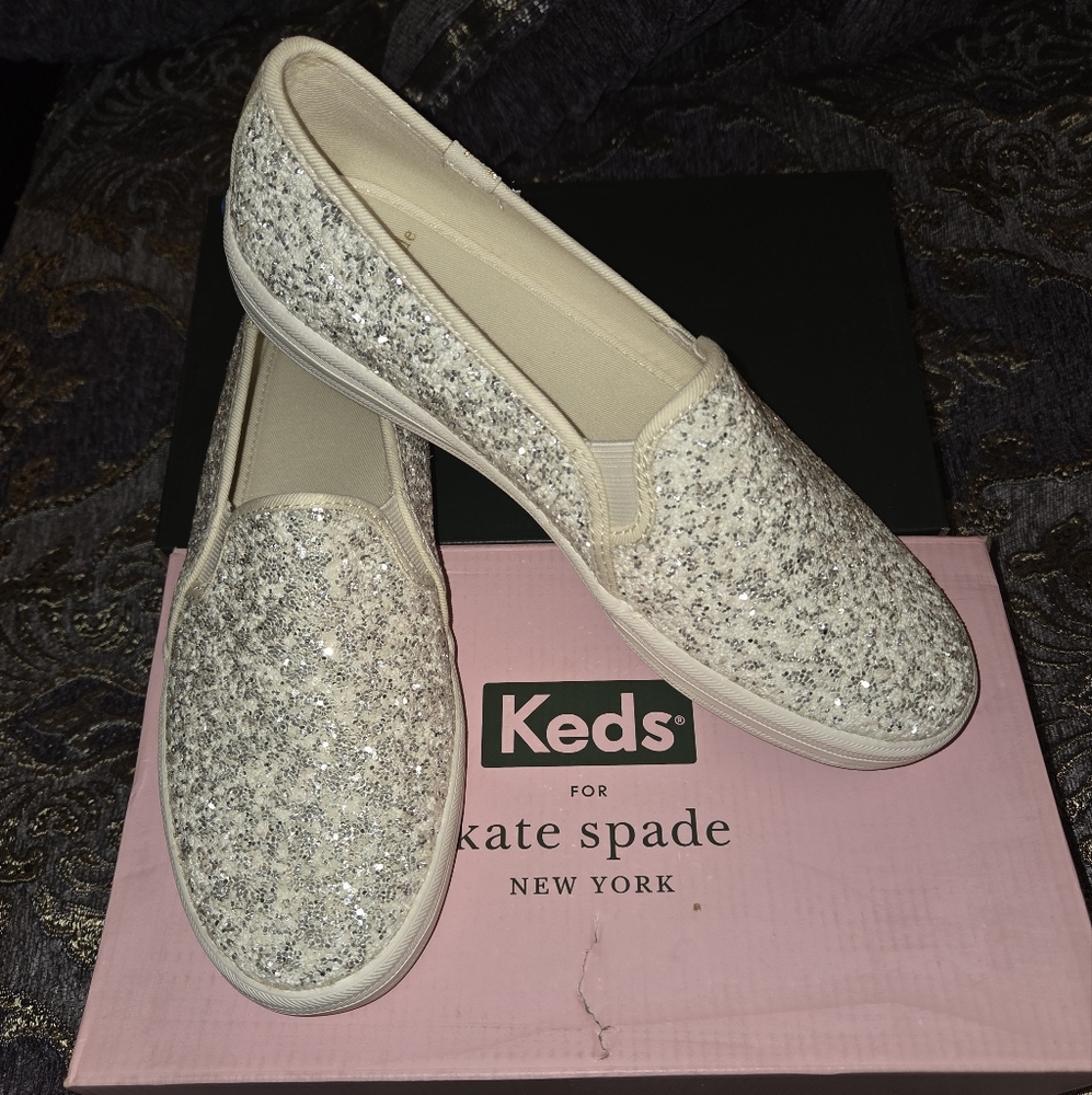kate spade Women's Glitter Slip-On Shoes - Cream
